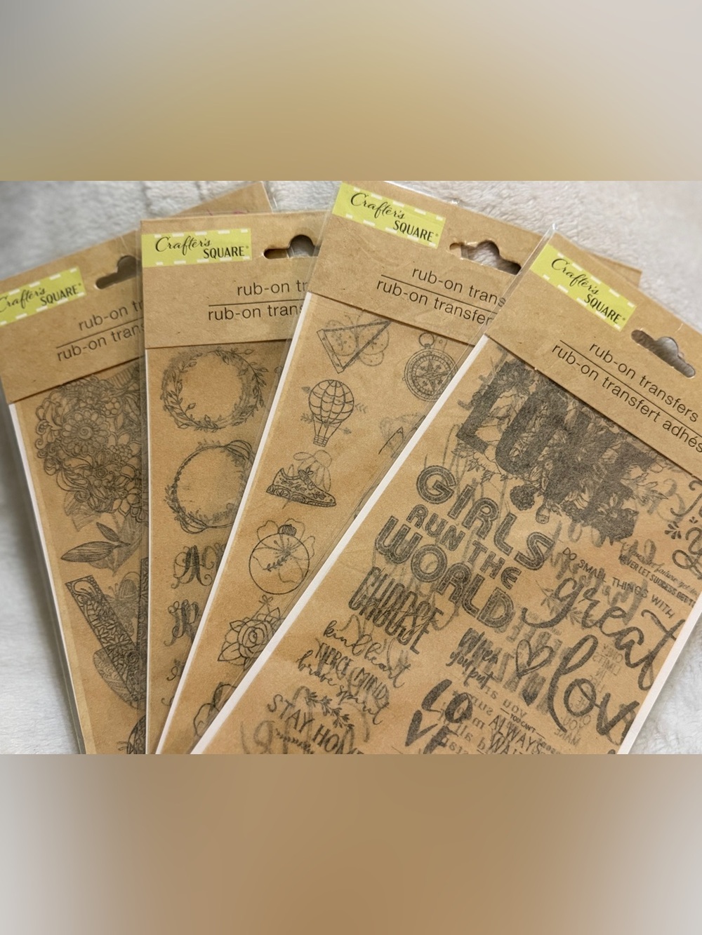 Crafter's Square Rub-On Transfers - Vintage Script & Icons - Discontinued
